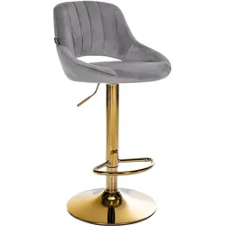 CLP Barhocker Milet Samt gold - Farbe: dunkelgrau, Gestellfarbe: gold