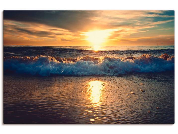 Leinwandbild ARTLAND Sonnenuntergang am Meer , orange (farbe bild(er): orange), B:60cm H:40cm, Bilder, Leinwandbild, auf Holzrahmen gespannt