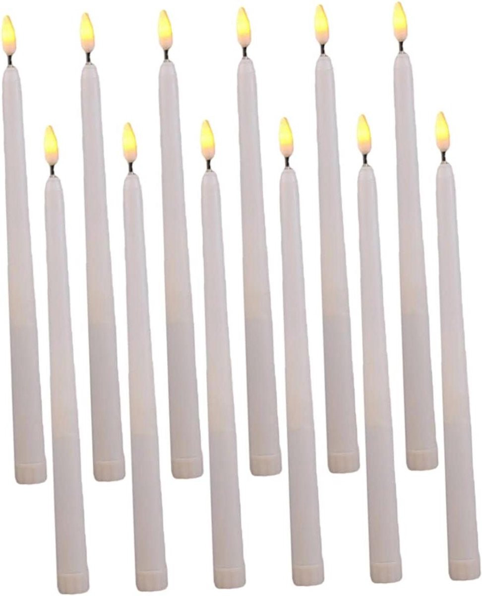 LED Kaarslampjes met realistisch flikkerend vlam-effect voor feestdecoratie, Wit, Hoogte: 28 cm