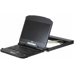 Aten CL3800NW SL Kurze Dual-Rail 18,5"-LCD-Konsole (USB HDMI DVI VGA) SL-Layout, KVM Switch, Schwarz