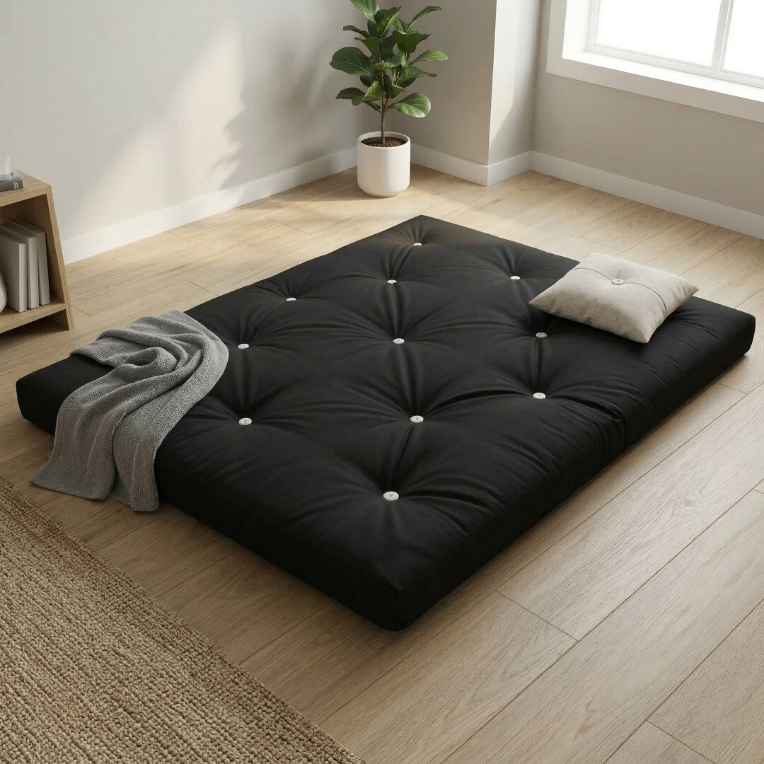 Symple Stuff 15cm Futon Mattress Futon Mattress Black Double (4'6)