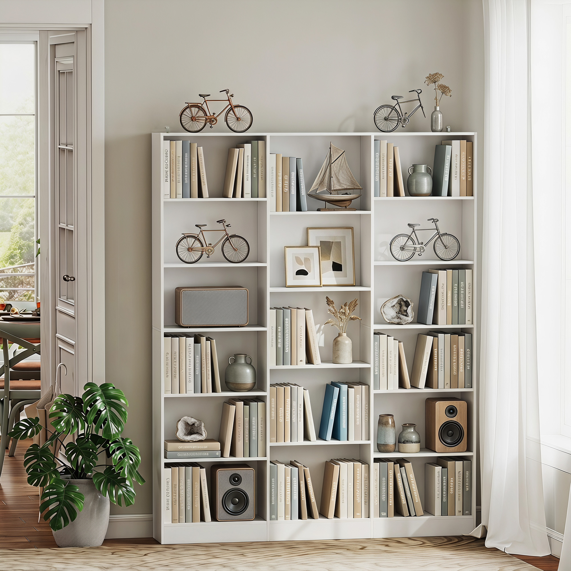 Homcom Libreria con Ripiani Regolabili e Antiribaltamento, 149x23,6x188 cm, Bianco   Aosom Italy