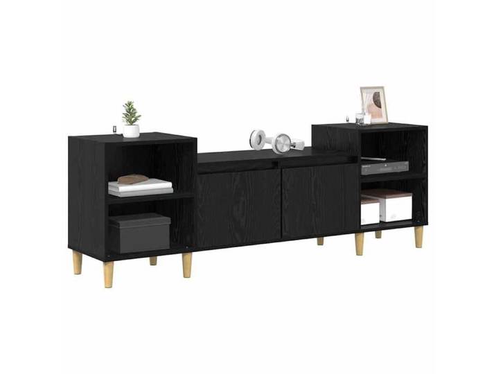 CHIC Noir Meuble TV Moderne - ZENCORE - MEUBLE DE SEJOUR - Cabinet TV - Chêne noir 160x35x55cm - Bois d'ingénierie 4967