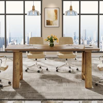YUZHOU Conference Table for 4-6 People Rectangular Meeting Room Table for Office