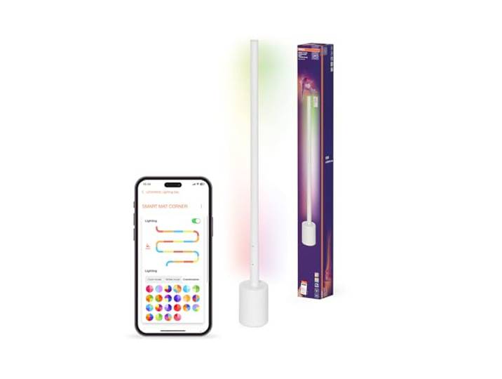 Osram SMART+ WIFI LED Eck-Stehleuchte, schmal, weiß, 8W, 540lm, regulierbares Weiß- & Farblicht, dimmbar, DIY- & Musikrhythmusfunktion, lange Lebensdauer, App-steuerbar, 2700-6500K