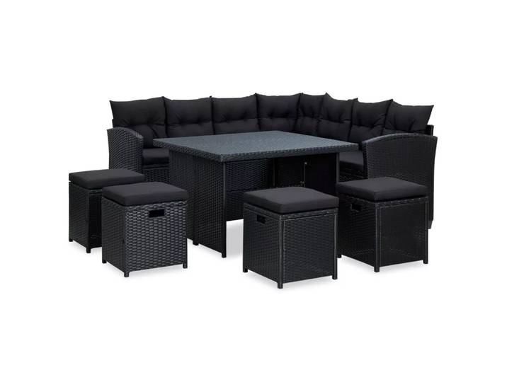 VidaXL - Garten-sofa-set poly-rattan, One Size, Schwarz