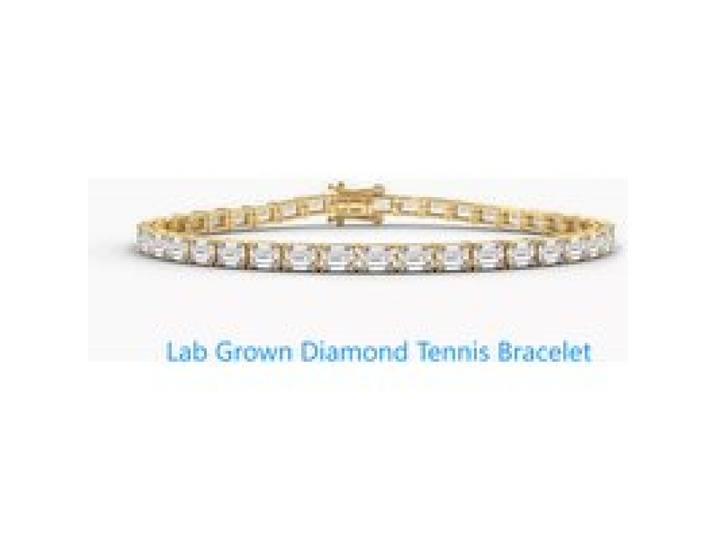 0,1 ct. per stuk Emerald geslepen DEF VS -VVS laboratorium gekweekte diamant CVD HPHT 14k geelgouden tennisarmband voor dames