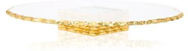 Classic Touch "Stacked Glass Cake Stand with Gold Edge - 12""D x3""H"