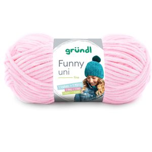 Gründl Häkelgarn 3442-06 Funny uni, pastellrosa, 100 g / 120 m, Nadelstärke 5-6, 100% Polyester