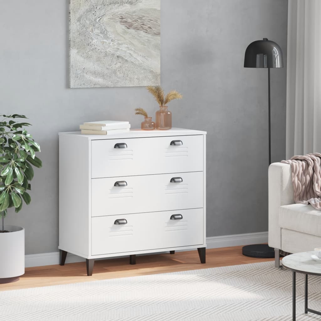 vidaXL Commode VIKEN blanc bois d'ingénierie