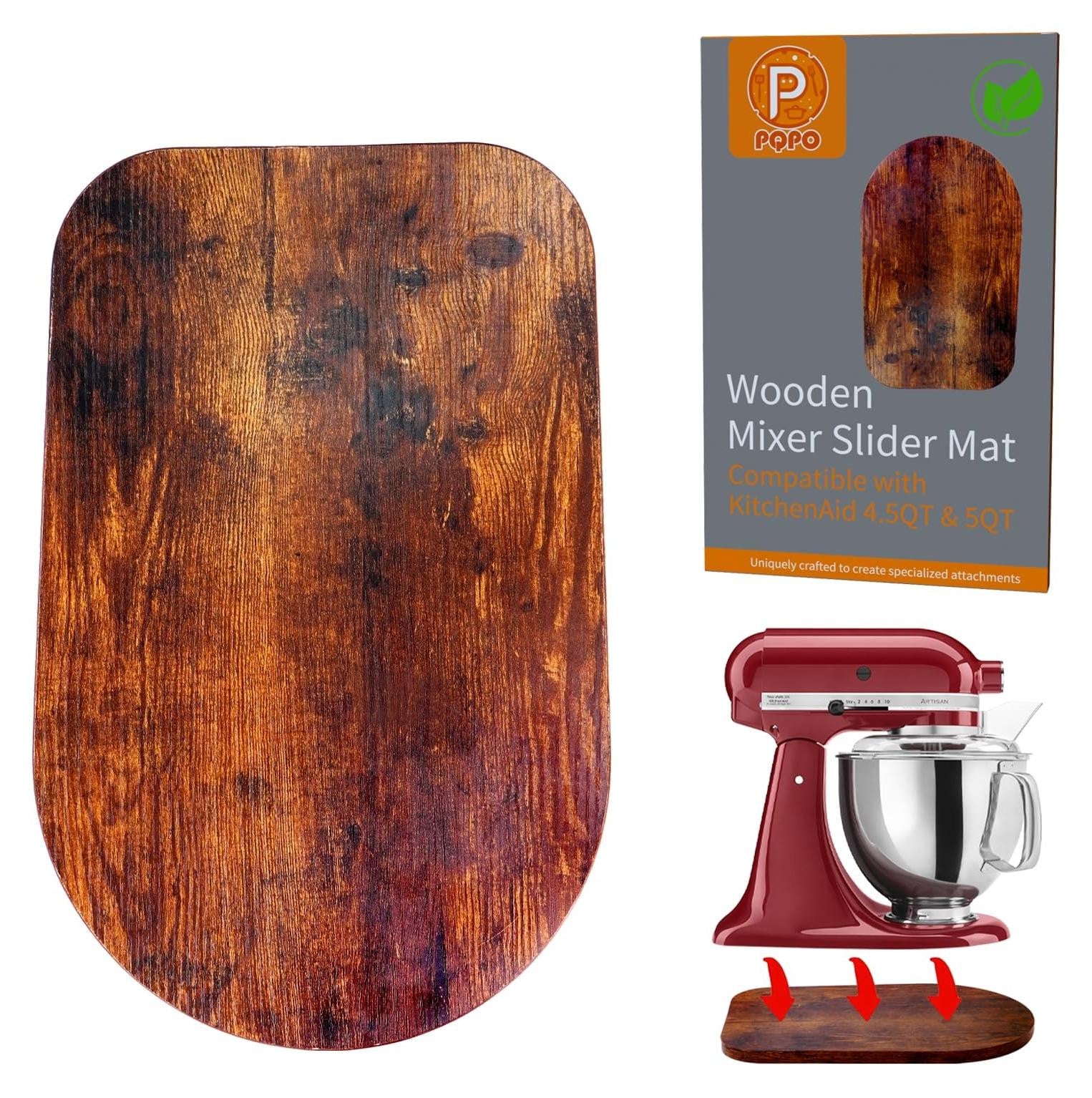 Houten Glijmat voor Keuken Mixer met Silicone Gereedschap