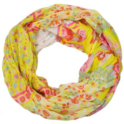 Loop STYLEBREAKER "Loop mit Blumen Paisley Muster", Damen, gelb, Obermaterial: 100% Viskose CV., Modisch, Modetücher Loop