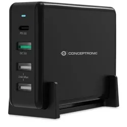 Conceptronic Ladegerät 4Port 65W USB-C PD Desktop 1.3A sw