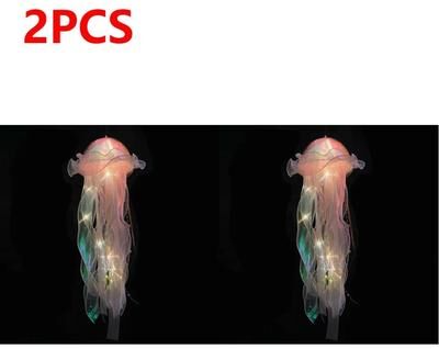 Uplifted Finds DIY Iridescent Jellyfish Lantern   Hanging Bedroom Night Light   Colorful Fantasy Ribbon Ceiling Lamp pink 2 Pcs