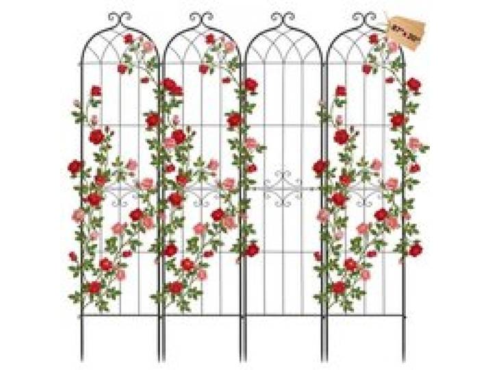 VEVOR Rankgitter, 220x52,5cm 4er-Pack, Metall Rankhilfe mit Pulverbeschichteter Oberfläche & Verriegelungsmechanismus, Kletterhilfe, Garten Spalier, Pflanzengitter für Blumen, Gemüse & Rosen