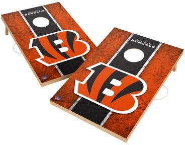 Skip's Garage Vintage Cincinnati Bengals NFL 2x4 Tailgate Cornhole Boards