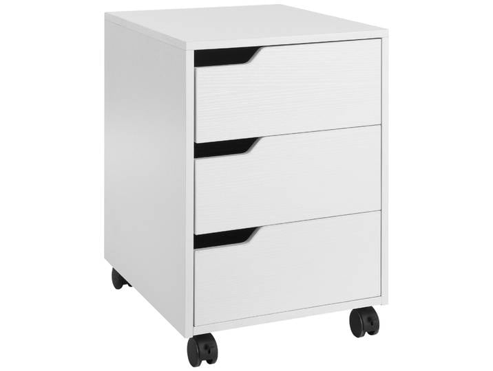 HOMCOM Caisson bureau mobile avec 3 tiroirs, meuble rangement bureau sur roulettes pour documents et imprimante, caisson de rang