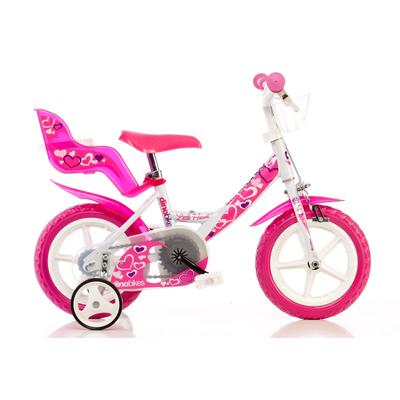 Kinderfahrrad DINO BIKES "12" Little Heart Kinderfahrrad stabiler Stahl-Rahmen Stützräder", rosa, Fahrräder, Kinder, 22cm, 12 Zoll (30,48cm), mit Stützrädern, Korb und Puppensitz