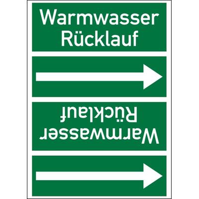 Rohrleitungskennzeichen Warmwasser Rücklauf - 33000x90 mm Folie selbstklebend