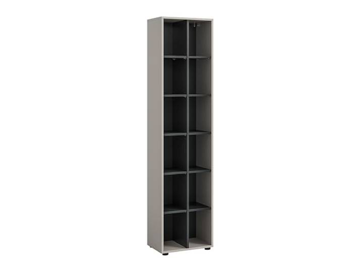 xonox.home – Stauraumregal Noida 45x192x35 cm in Kaschmir Nachbildung und Schwarz – Offenes Regal für Wohnzimmer oder Büro – modern, funktional & vielseitig einsetzbar