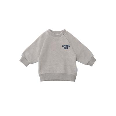 Sweatshirt LILIPUT "Amore Mio", Mädchen, Gr. 62/68, grau, 80% Baumwolle, 20% Polyester, bedruckt, meliert, normal, Rundhals, Sweatshirts Sweatshirt, aus super weichem Material