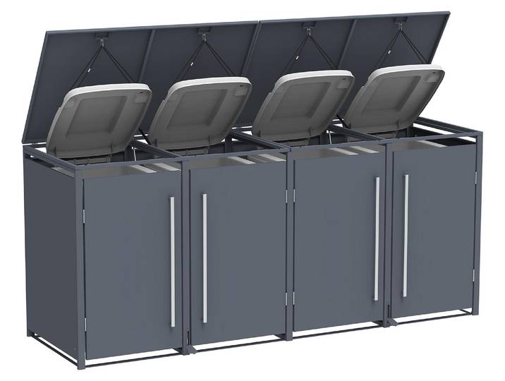 Westmann Pedura 4 Metall Mülltonnenbox mit Fußpedal 4x240 L Anthrazit