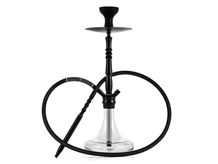 Kitosun Glas Shisha Komplett Set mit Allem - Edelstahl Shisha Down Stiel mit Diffusor waschbarer Silikon Schlauch Gummi Shisha Schüssel Metall Holzkohlehalter Zange Spülen Fertig Einfaches Ziehen