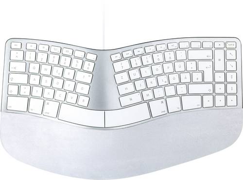 Matias FK313-DE Sculpted Ergonomic Wired Keyboard for Mac USB Tastatur Deutsch, QWERTZ, Mac Silber/Weiß Ergonomisch