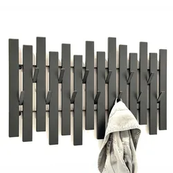 DanDiBo Wandgarderobe Schwarz Metall Modern 96637 Garderobe Wand mit Haken Garderobenleiste Hakenleiste Garderobenhaken