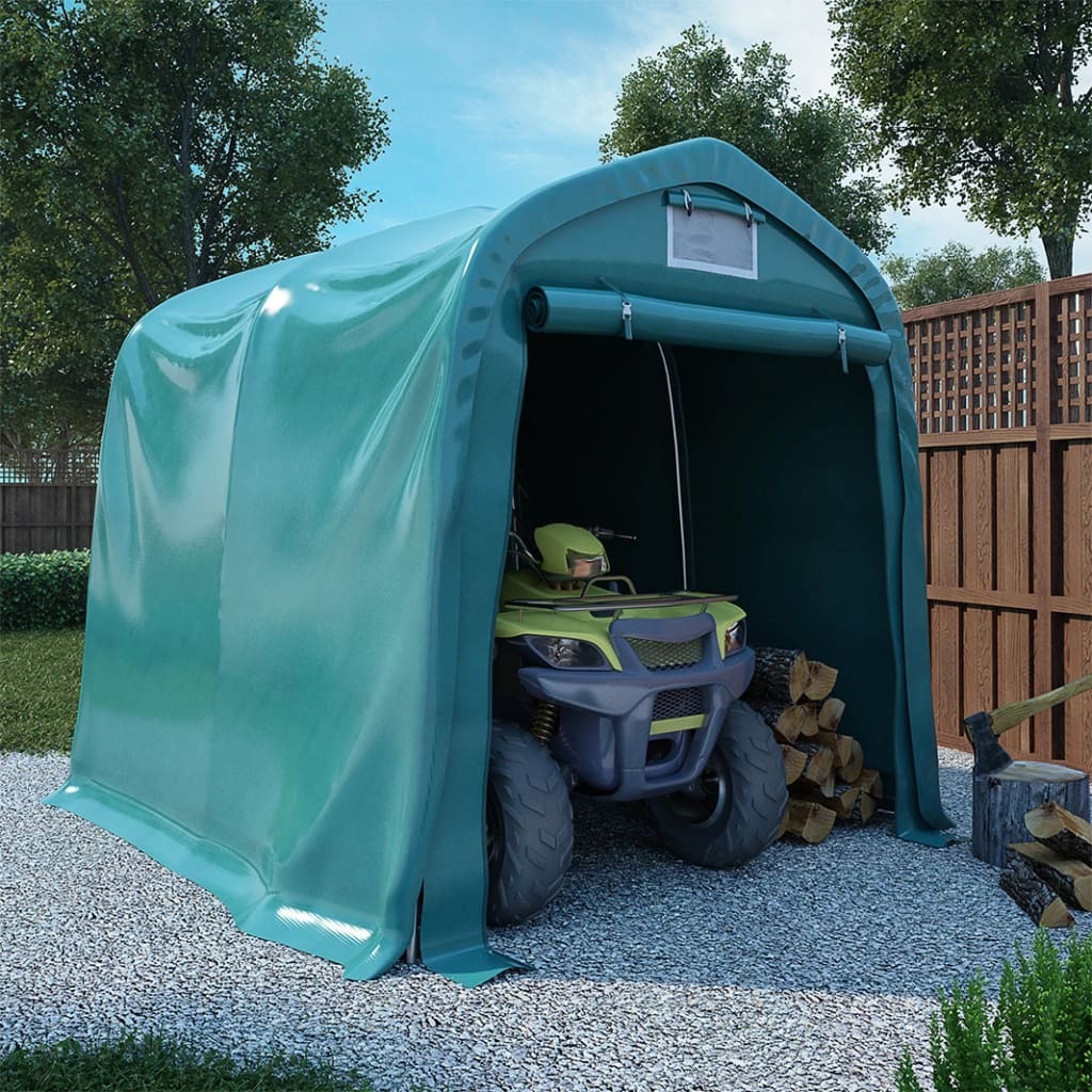 The Living Store Garagenzelt PVC 2,4x2,4 m Grün