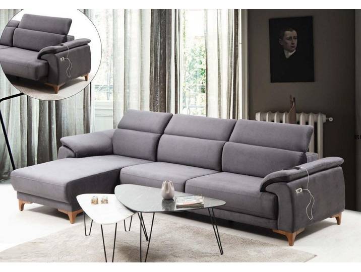 JVmoebel Ecksofa Moderne L-Form Couch in Grau mit Bluetooth-Anbindung und Kissen, 3 Teile, Made in Europa