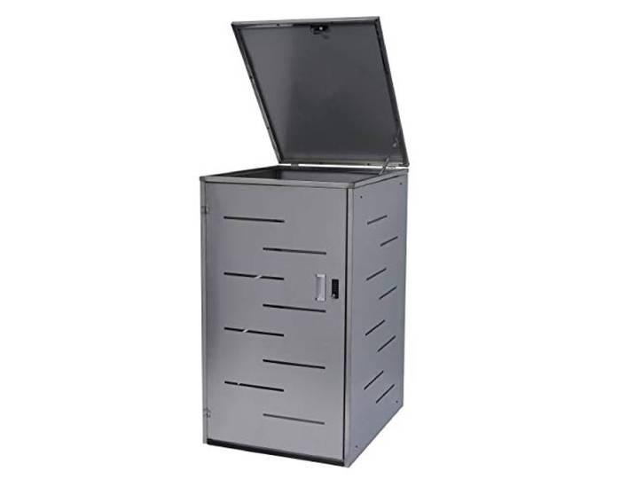 Mendler Mülltonnenverkleidung HWC-E83 117x66x80cm - Edelstahl 30kg Mülltonnenbox, Mülltonnenabdeckung, erweiterbar