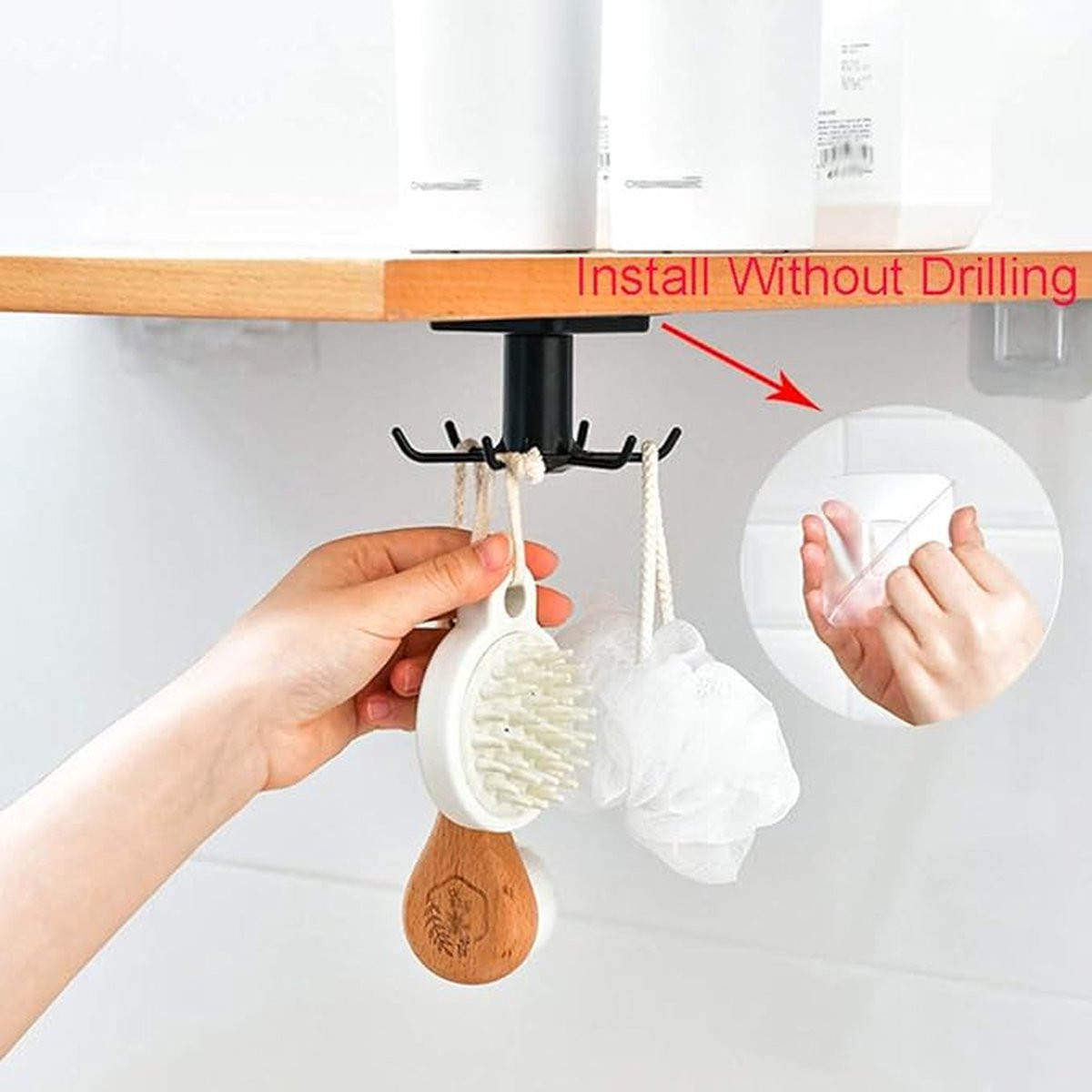 Narimano Keuken Haak Multifunctionele 360 Graden Draaibare Organizer voor Lepels en Accessoires - Zwart