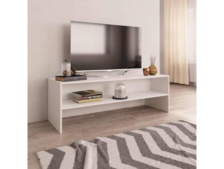 HEFZGDB TV-Schrank Weiß 120x40x40 cm Holzwerkstoff mit offenem Fach für Multimedia-Geräte und Aufbewahrung, robuster TV-Möbel Klassiker für Wohnzimmer, einfach zu montieren