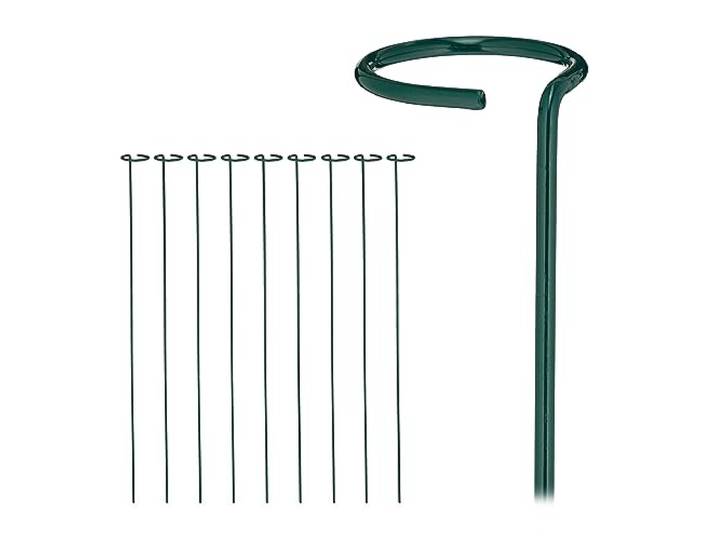 Relaxdays Tuteur à tomates en Lot de 10\, métal (Acier)\, Anneau\, Longueur : 80 cm\, pour Le Jardin\, Vert foncé