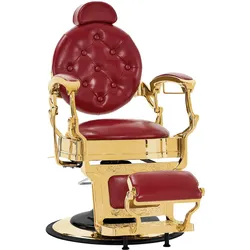 Barberpub Friseurstuhl hydraulische Friseursessel 2933, mit Retro/ Vintage Stil, 360° drehbar, Kunstleder, Goldrahmen/ Roségold Rahmen, 113 × 68 × 109 cm