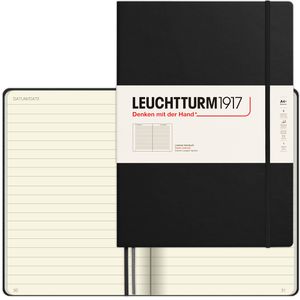 Leuchtturm1917 Notizbuch Master Slim, 334917, Karton Hardcover, schwarz, 62 Blatt / 123 Seiten, 100 g/m², liniert, A4+