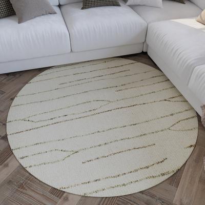 Wollteppich WECON HOME "Hamptons THIRTYNINE", beige (creme weiß), H:10mm Ø:180cm, Schurwolle, Teppiche, Schurwolle, Kurzflor, Wohnzimmer, Schlafzimmer, elegant, Linien-Muster