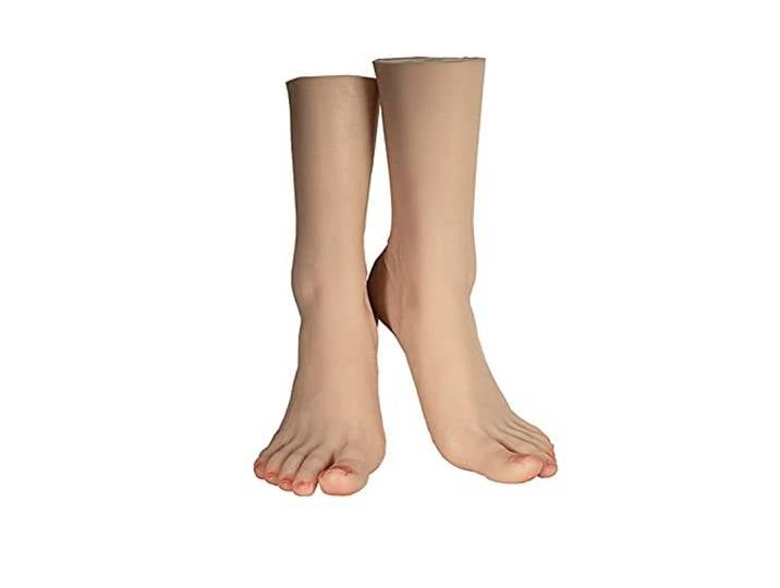 HSRG Weibliche Mannequin-Füße, Lebensgroße Silikon-Mannequins, Kunstskizzen-Nagelkunst-Praxis-Zubehör Schuhe Display Requisiten Fußspielzeug Prothesen-Fußmassage-Praxis