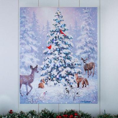Glow Decor Woodland Christmas Lighted Canvas Wall Art Multi Cool , Multi Cool