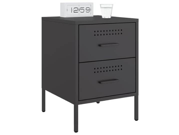 KTHLBRH Nachttische 2 Stück schwarz 36 x 39 x 50,5 cm aus Stahl 2 Schubladen, industrielles Design, multifunktional, leicht zu reinigen, kippsicher