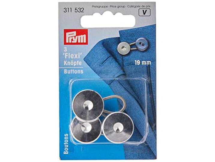 Prym - Prym Zilver (19mm) Flexi Knoppen met Lus - 3 Stukken