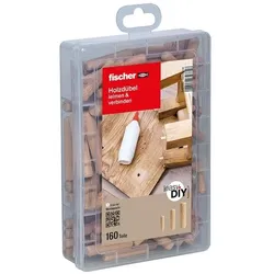 fischer Holzdübel-Sortiment »easyDIY Box Holzdübel« 160 Stück braun