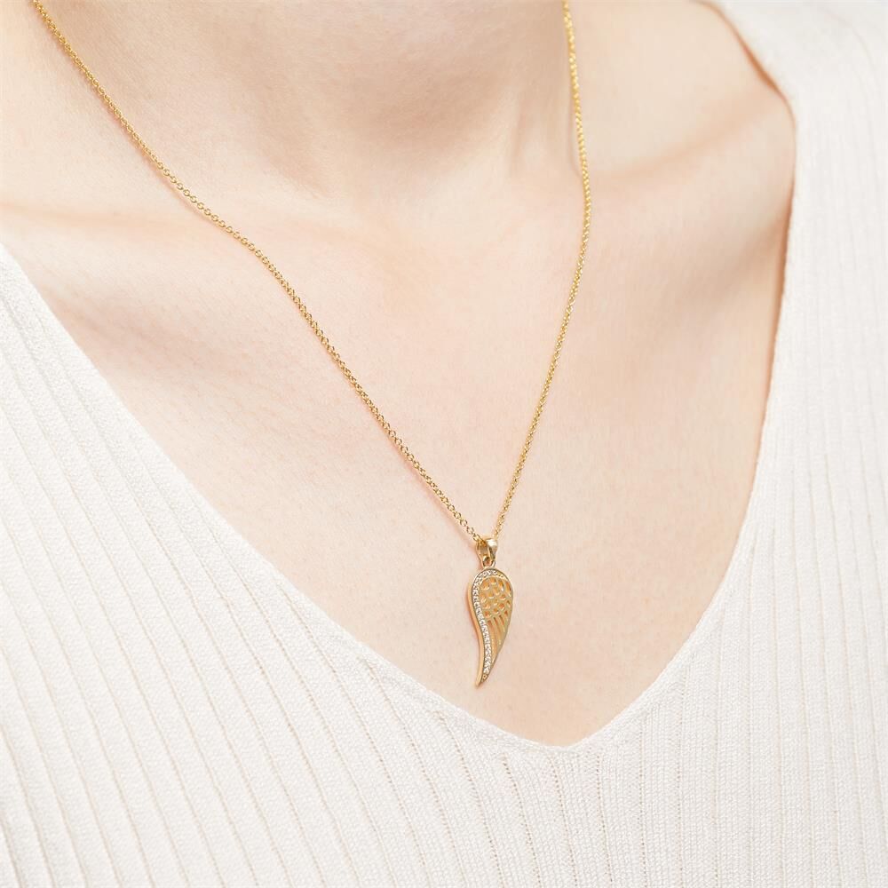 Unique Kette mit 333er Goldanhänger Flügel Zirkonia gold