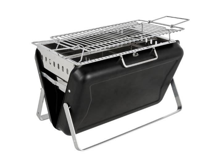 Flamino Koffer-Kohlegrill Schwarz tragbar