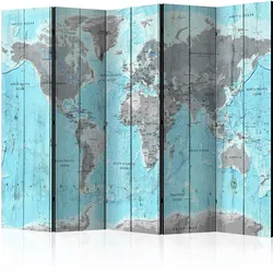 Paravent Wooden Travels Hellgrau/Hellblau