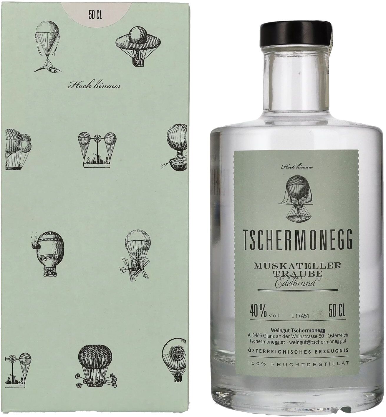Weingut Tschermonegg Tschermonegg Muskateller Traube Edelbrand 40% Vol. 0,5l in Geschenkbox