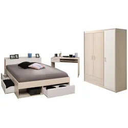 JUGENDZIMMER Set Kleiderschrank Stauraumbett 160 cm Schreibtisch