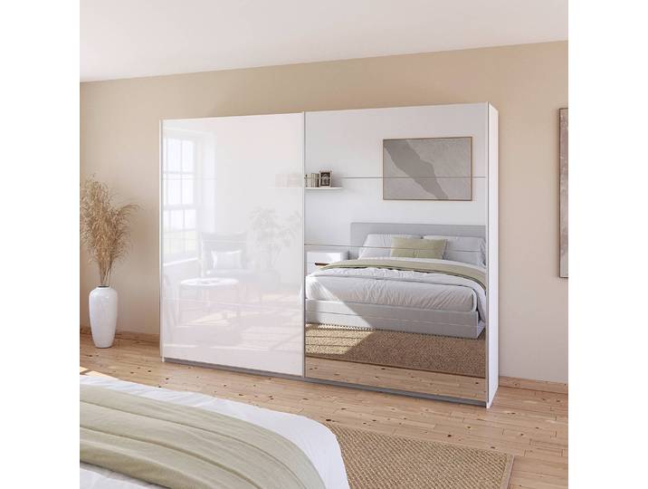 Armoire - Miroir 271cm Blanc/Blanc brillant/Blanc alpin