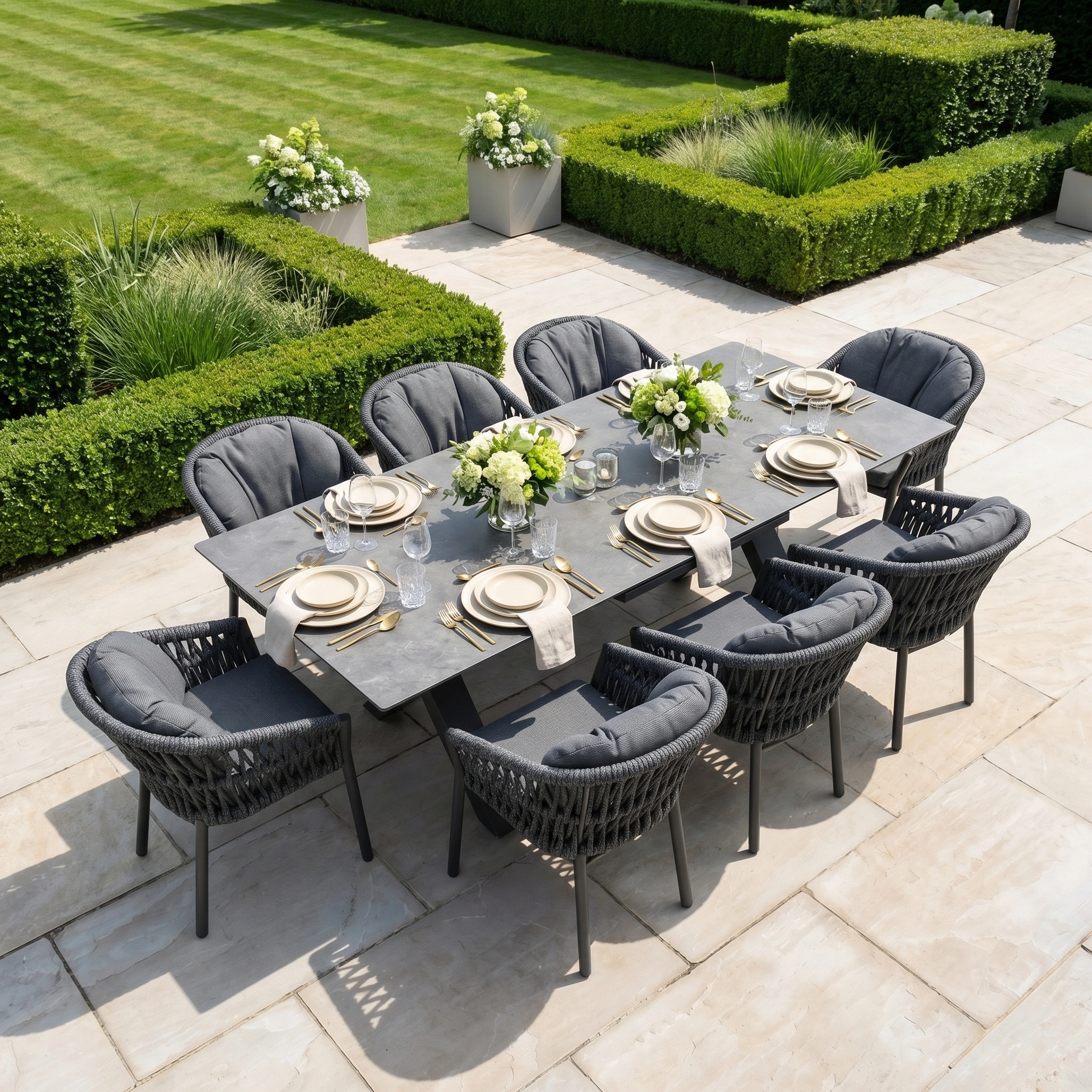 Harbour Lifestyle Pello 8 Seat Dining Set with Albatross Extending Table in Grey